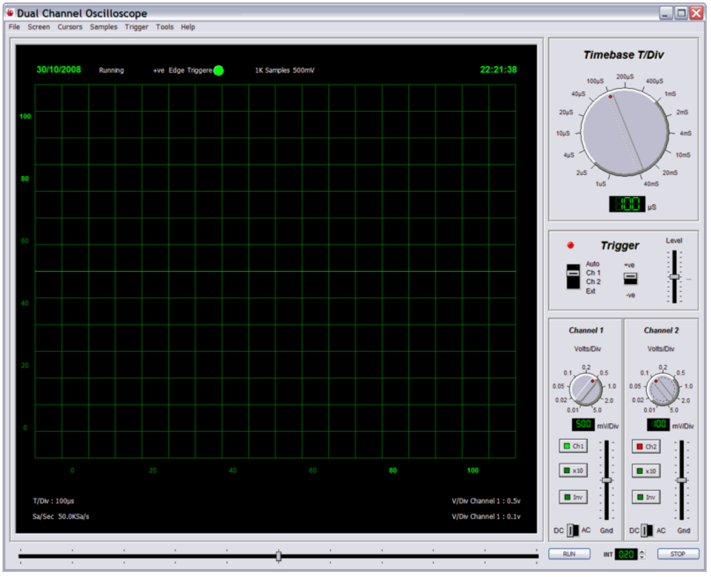 Delphi representation of an oscilloscope
